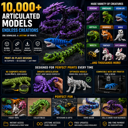 FlexiBeast™ — 10,000+ Articulated Animal STL Mega Bundle