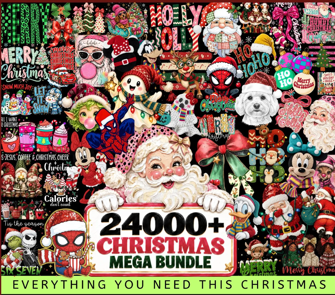 24,000+ Christmas PNG Bundle – Santa, Gnomes, Holiday Sublimation & T-Shirt Designs