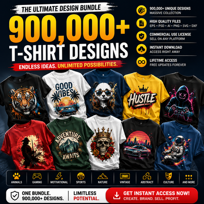 Start Your Clothing Brand Today – 900,000+ T-Shirt Designs Included