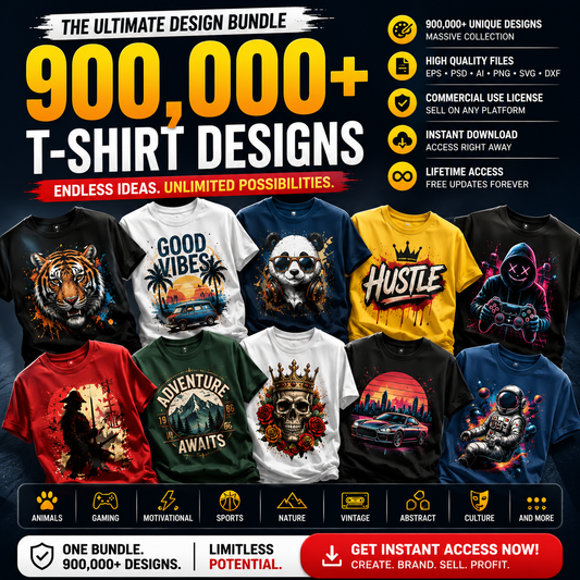 Start Your Clothing Brand Today – 900,000+ T-Shirt Designs Included