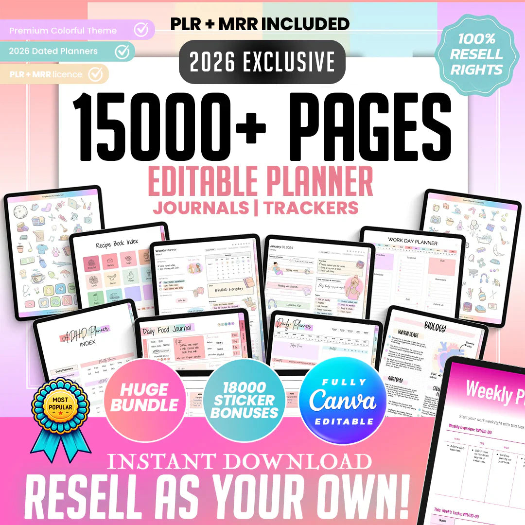 ON SALE: 15,000+ PLR Planner & Journal Pages with MRR/PLR Rights