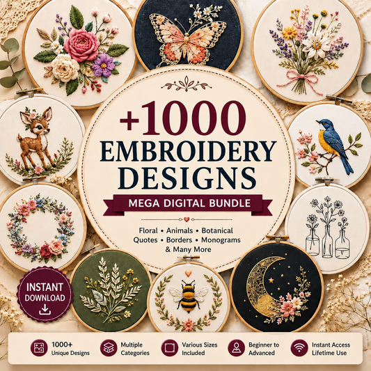 1000+ Premium Machine Embroidery Designs | Mega Digital Bundle | Commercial Use | Instant Download